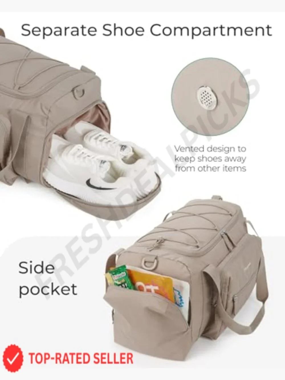 4-in-1 Gym Travel Duffel Bag with Shoe Compartment Wet Pocket TSA Friendly